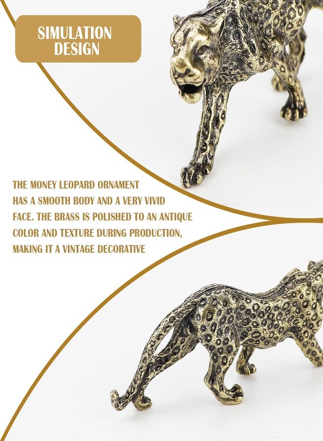 LCJAOF Copper Leopard Ornament Feng Shui Animal Statue Leopard Sculpture Desktop Table Top Ornament Decoration for Home Office - Image 3